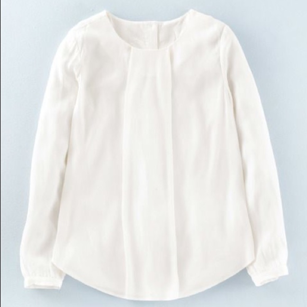 Boden Tamara Long Sleeve Blouse Ivory Classic Top
